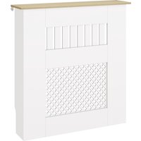 HOMCOM Cobertura para Radiadores Proteção Radiador de MDF 78x19x81 cm Desenho Moderno de Ripas Branco Aosom Portugal