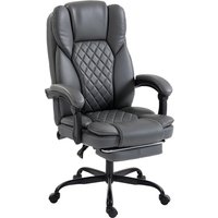 HOMCOM Executive Home Office Chair Reclining Function Footrest Computer Desk Chair High Back, Grey