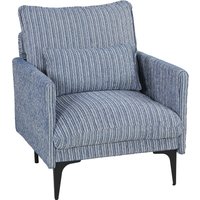 HOMCOM Wohnzimmersessel mit feinen mehrfarbigen Garnen, dicke Polsterung mit Taschenfedern, breite und tiefe Sitzfläche, Schlafzimmersessel in Leinenoptik, Armlehnen, Kissen, Stahlbeine, Blau Aosom