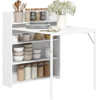 HOMCOM Table à manger pliante, table de cuisine pour 3 personnes, plateau à abattant et 4 étagè
