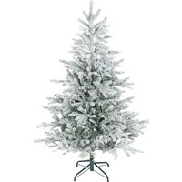 HOMCOM Sapin de Noël artificiel floqué de neige 150 cm, arbre de Noël avec 828 branche, support en métal pliable, vert