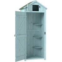 Outsunny Garden Shed Vertical Utility 3 Shelves Shed Wood Outdoor Garden Tool Storage Unit Storage Cabinet, 77 x 54.2 x 179cm - Blue | Aosom Ireland