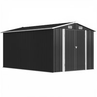 12 x 8 ft Garden Shed Outdoor Storage Shed 4 Vents Lockable Double Doors Dark Grey