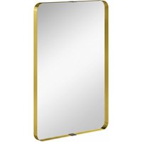 HOMCOM Rectangular Wall Mirror, 90 x 60 cm Wall Mounted Bathroom Mirror w/ Aluminium Alloy Frame and Tempered Glass, Gold Tone
