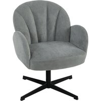 HOMCOM Swivel Accent Chair, Shell-Shaped Armchair with Spring Cushion, Metal Base, Grey