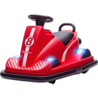 AIYAPLAY Auto-Tamponneuse Enfant 6V, Rotation à 360°, Musique, Klaxon, Démarrage Doux, 2,5 km/h, pour Âges 3-8, 74x53x48cm, Rouge
