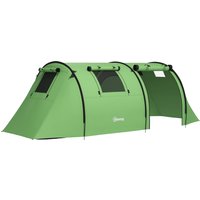 Outsunny 3000mm Waterproof Camping Tent, 3-4 Man Family Tent with Bedroom and Living Room, Portable with Bag, Dark Green | Aosom Ireland