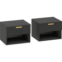 HOMCOM 2er-Set hängende Nachttische, Wand-Nachttische mit Soft-Close-Schublade und Ablagefach, modern für Schlafzimmer, Wohnzimmer, 40 x 34 x 29 cm, schwarz Aosom