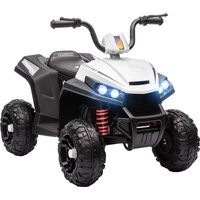 AIYAPLAY Quad Elettrico per Bambini 12V con 2 Motori, Sospensioni, Fari LED, MP3, 37-60 Mesi, Interno Esterno, Bianco Aosom Italy