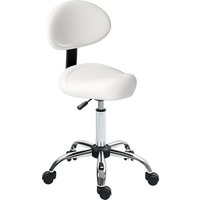HOMCOM Banco Giratório Rodas e Encosto Amovível Banco de Trabalho com Altura Regulável 83-98 cm Assento Estofado em Couro Sintético Branco Aosom Por
