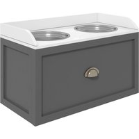 PawHut Ciotole per Cani Rialzate in Acciaio Inox e Legno con Cassetto, 60x30x36cm, Grigio Aosom Italy