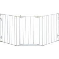PawHut Cancelletto per Cani con Chiusura Automatica e Sistema di Blocco, in Metallo e Plastica, 180x74.5 cm, Bianco Aosom Italy