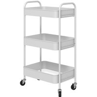HOMCOM Carrinho Auxiliar de 3 Níveis com Rodas Carrinho de Armazenamento Deslizante para Cozinha Sala 45x30,6x79 cm Branco Aosom Portugal
