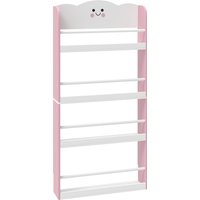 AIYAPLAY Children's bookshelf with 4 tiers, wall-mounted bookshelf for kids' room, playroom, living room, Pink | Aosom Ireland
