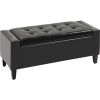 HOMCOM Ottoman Storage Bench, PU Leather Chest with Tufted Lid, Versatile Flip Top, 92L x 40W x 40H cm, Black | Aosom Ireland