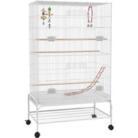PawHut Bird Cage w/ Stand, Toys, Accessories, for Canaries, Finches, White | Aosom Ireland