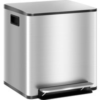 HOMCOM 30L Dual Compartment Stainless Steel Bin, with Deodoriser Holders - Silver Tone | Aosom Ireland