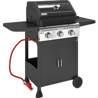 Outsunny 7.5kW Three-Burner Gas BBQ Grill, with See-Through Lid - Black | Aosom Ireland