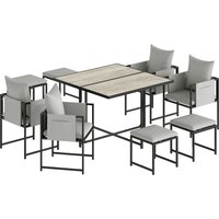 Outsunny Nine-Piece Steel Frame Garden Dining Set - Dark Grey | Aosom Ireland