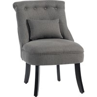 HOMCOM Fabric Single Sofa Dining Chair Tub Chair Upholstered W/ Pillow Solid Wood Leg Home Living Room Furniture Charcoal Grey | Aosom Ireland