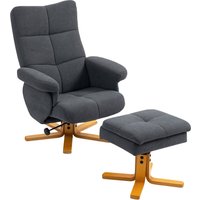 HOMCOM Linen-Look Recliner, with Storage Ottoman - Grey | Aosom Ireland