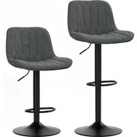 HOMCOM Set of Two Linen-Look Bar Stools - Charcoal Grey | Aosom Ireland