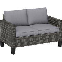 Outsunny Two-Seater Rattan Outdoor Sofa - Dark Grey | Aosom Ireland