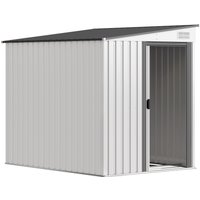 Outsunny 7 x 5ft Galvanised Metal Shed, with Sliding Door - White | Aosom Ireland
