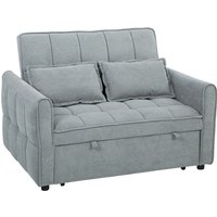 HOMCOM 2 Seater Sofa Bed, 3-in-1 Convertible Sleeper Sofa with Click-clack Adjustable Backrest and 2 Pillows, Grey | Aosom Ireland