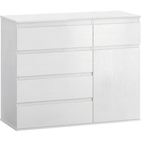 HOMCOM Modern Chest Of Drawers, 5 Drawer Dresser with Adjustable Shelf, Soft-Close Door, White | Aosom Ireland