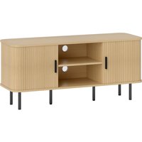 HOMCOM TV Stand Cabinet for TVs up to 55 Inches, TV Unit with Storage Shelves and Cupboard for Living Room, Oak Tone | Aosom Ireland