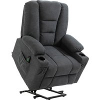 HOMCOM Oversized Riser and Recliner Chair for the Elderly, Fabric Upholstered Lift Chair for Living Room with Remote Control, Side Pockets, Cup Holder, Charcoal Grey | Aosom Ireland