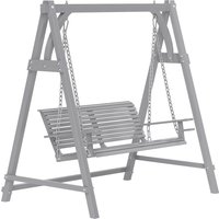 Outsunny 2 Seater Garden Swing Seat, Wooden Swing Chair Bench with Cup Holders for Outdoor Porch Patio, Grey | Aosom Ireland