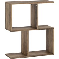 HOMCOM Side Table, Narrow End Table with Storage Shelves, S-Shaped, 3-Tier, 50W x 19.5D x 58H cm, Oak | Aosom Ireland