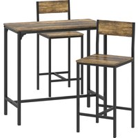 HOMCOM 3-Piece Bar Table Set with 2 Stools, Industrial Breakfast Bar Set with Footrest, Backrest for Dining Room, Small Space | Aosom Ireland
