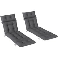 Outsunny Set of Two 190 x 56cm Sun Lounger Cushions - Dark Grey | Aosom Ireland