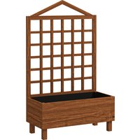 Outsunny Garden Planters with Trellis for Vine Climbing, Distressed Wooden Raised Beds, 90x43x150cm, Brown | Aosom Ireland