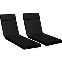 Outsunny Set of 2 Sun Lounger Cushions, Replacement Cushions for Rattan Furniture with Ties, 196 x 55 cm, Cushion ONLY, Black | Aosom Ireland