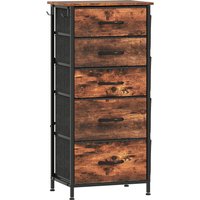 HOMCOM Chest of Five Fabric Drawers - Rustic Brown | Aosom Ireland