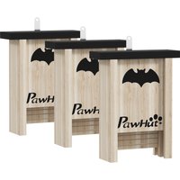 PawHut 3PCs Wooden Bat Boxes, Bat Houses Designed to Attract Bats & Easy to Hang for Outdoor, Garden, Farm, 18 x 6 x 22.5 cm | Aosom Ireland