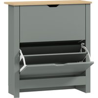 HOMCOM Slim Shoe Cabinet, Narrow Shoe Cupboard with 2 Flip Drawers, Adjustable Shelves for 12 Pairs of Shoes, Light Grey | Aosom Ireland