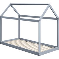 HOMCOM Single Bed Frame, House Scandinavian Style Wooden Bed Frame for 90W x 190Dcm Mattress, Pine Wood Bed Base, Grey | Aosom Ireland