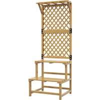 Outsunny Wooden Plant Stand, with Trellis - Natural Finish | Aosom Ireland
