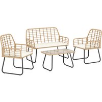 Outsunny 4 Piece Rattan Garden Furniture Set, Outdoor Patio Furniture with Loveseat, Armchairs and Coffee Table | Aosom Ireland