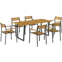 Outsunny Seven-Piece Wood Panel Patio Dining Set - Brown/Black | Aosom Ireland