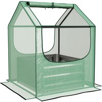 Outsunny 61 x 61cm Garden Planter Bed, with Cover - Green and Silver | Aosom Ireland