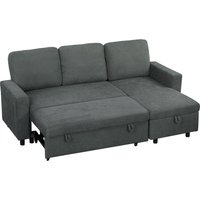 HOMCOM L Sofa Bed, with Storage - Charcoal Grey | Aosom Ireland