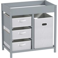 AIYAPLAY Baby Changing Unit with 4 Storage Drawers, Mat for Bedroom Nursery, 84 x 84.5 cm, Grey | Aosom Ireland