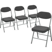 HOMCOM Set of Four Folding Corduroy Seat Chairs - Dark Grey | Aosom Ireland