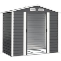 Outsunny 7 x 4ft Garden Shed, Easy to Assemble, Upgraded Galvanised Steel Frame with Foundation Kit, Double Doors with Lock, Outdoor Metal Shed with Vents and Gloves, Garden Storage Shed, Dark Grey | Aosom Ireland